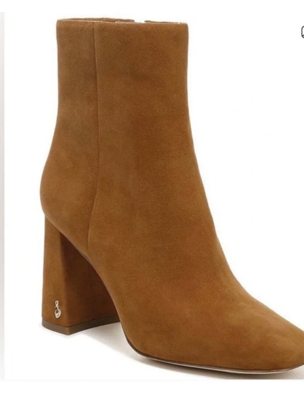 Sam Edelman Codie Ankle Boots Suede Block High Heel Square Toe Booties Brown 9